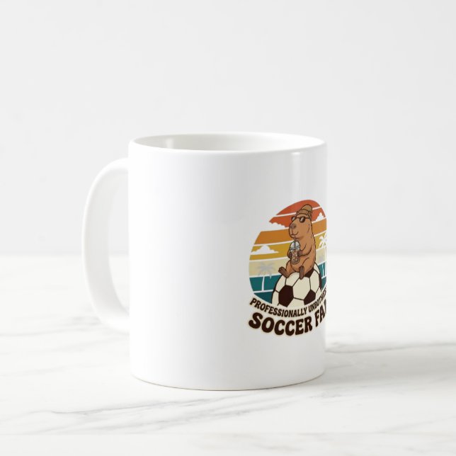 Professionally Unbothered Capybara Soccer Fan Coffee Mug (Front Left)