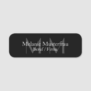 Professionell schwarze Monogramm Namensschild Name Tag