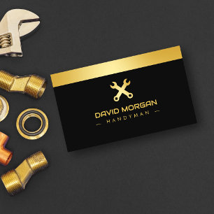 Professionnel Handyman Black And Gold  Business Card