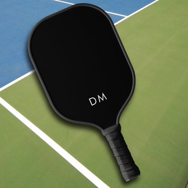 Professions Black and White Monogram Initials Pickleball Paddle (Creator Uploaded)