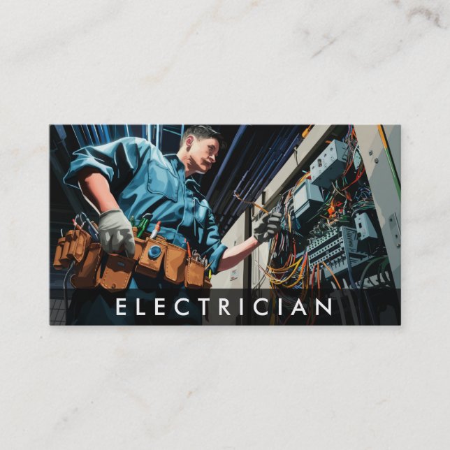 *~* Professionsal Electrician AP75 Photo QR Wires Business Card (Front)