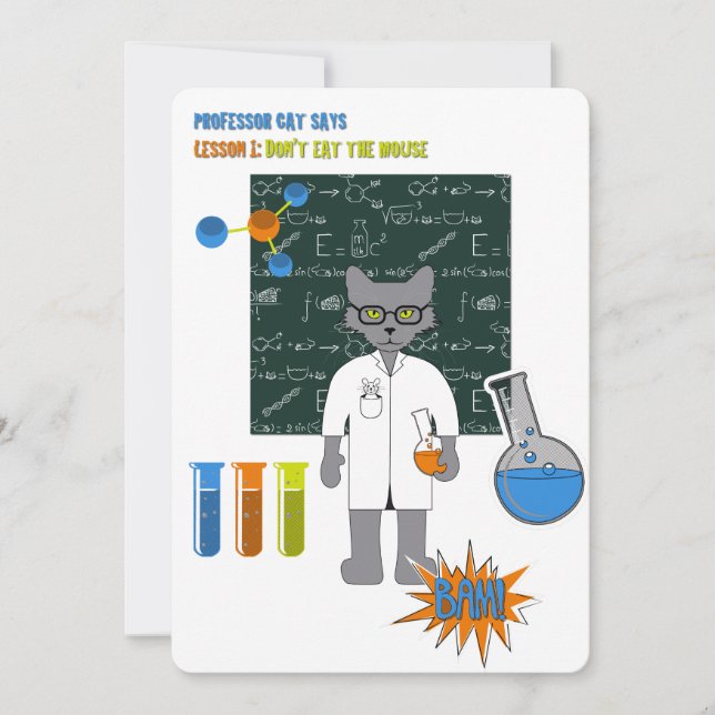Professor Cat Invitation Card (Front)