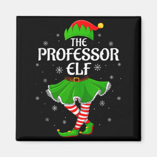 Professor Elf Christmas Family Girls Women Elf Squ Magnet