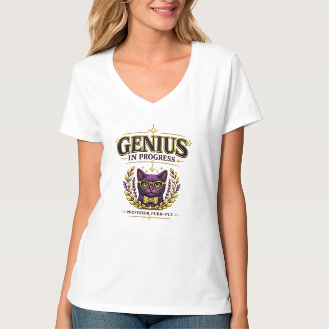 Professor Purr-Ple™ – Genius in Progress T-Shirt (Front)