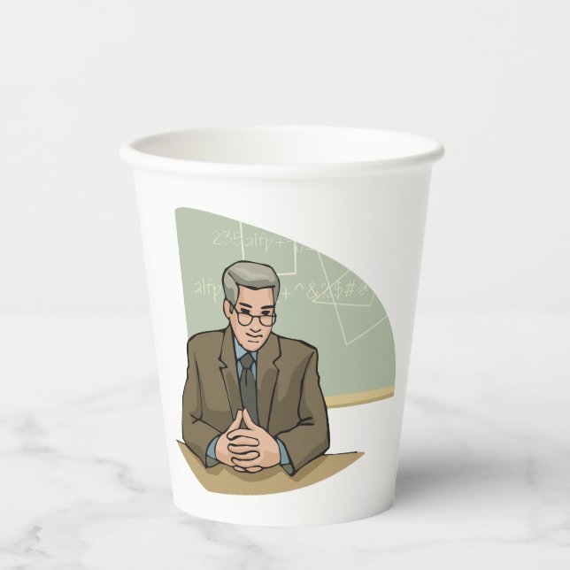 Professor Scholar Male Educator Teacher Paper Cups (Front)