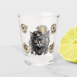 Professor Sprocket-Paws The Funky Steampunk Cat Shot Glass