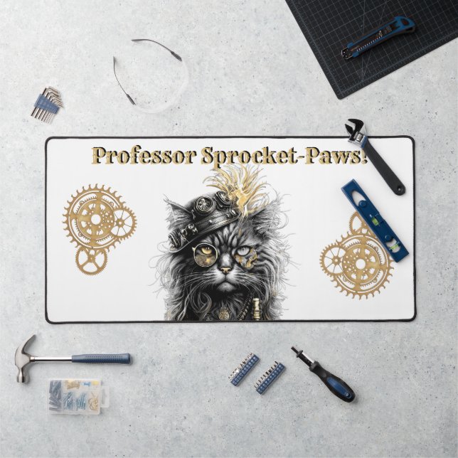 Professor Sproket-Paws The Funky Steampunk Cat  Desk Mat (Workstation)