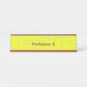 Professor's Yellow Circles and Loops Desk Name Plate