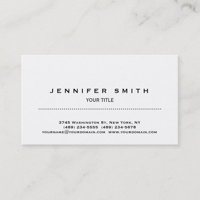 Professşional Modern Plain White Business Card (Front)