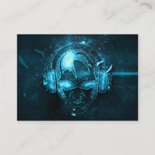Proffesional blue exploding DJ logo business card