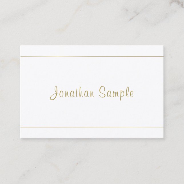 Proffesional Design Gold Script Calligraphy Modern Business Card (Front)