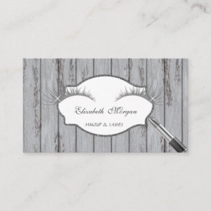 Proffesional Modern,Lashes,Lipstick, Wood Texture Business Card
