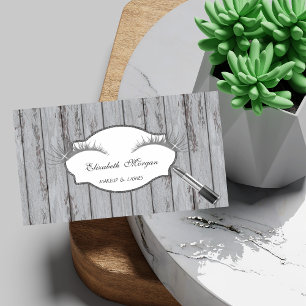 Proffesional Modern,Lashes,Lipstick, Wood Texture Business Card