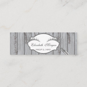 Proffesional Modern,Lashes,Lipstick, Wood Texture Mini Business Card