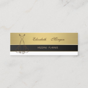 Proffesional Modern Luxury Elegant Golden-Dress Mini Business Card