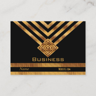 Profile Business Card Retro Black Gold Stripe