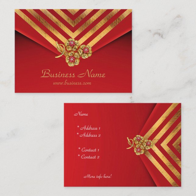 Profile Card Business Gold Stripe Red Velvet Jewel (Front/Back)