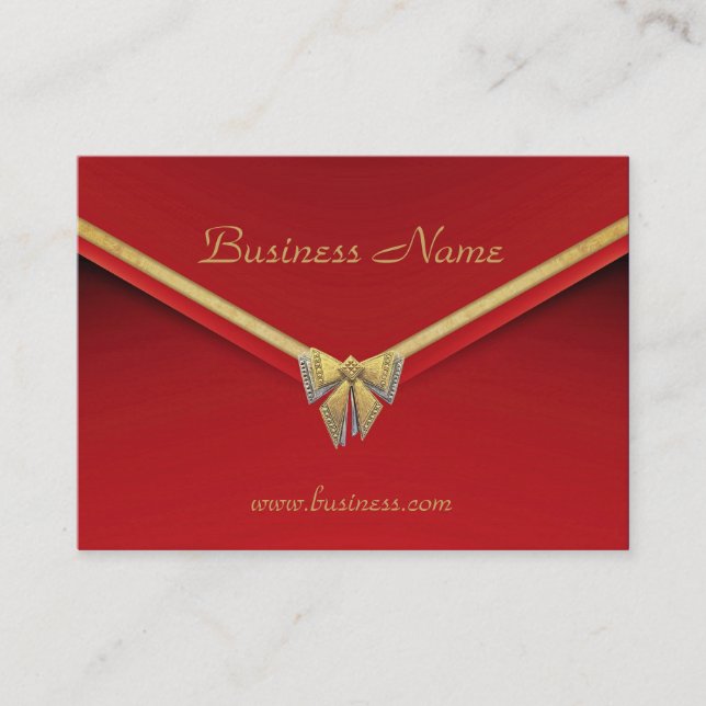 Profile Card Business Red Gold Bow (Front)