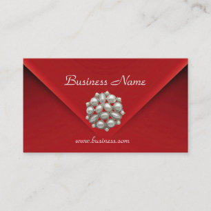 Profile Card Business Rich Red Velvet Pearls