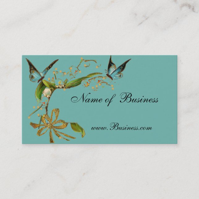 Profile Card Vintage Butterflies Teal (Front)