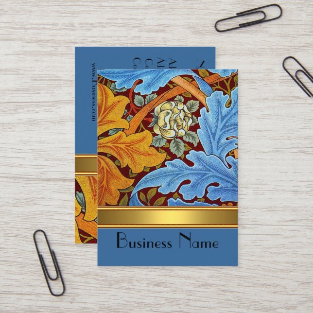 Profile Card Vintage Print William Morris Gold (Front/Back In Situ)