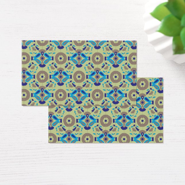 Profile Cards | Ornamental Blue Beige Design (Desk)