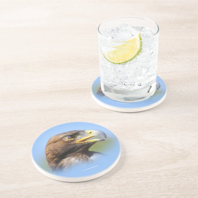 Profile of a Beautiful Young Golden Eagle Coaster (Side)