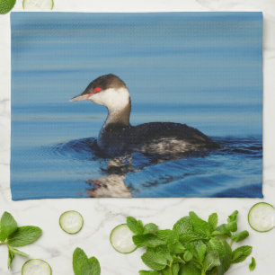 Profile of a Horned Grebe Tea Towel
