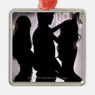 Profile of a man dancing with women in a nightclub metal tree decoration