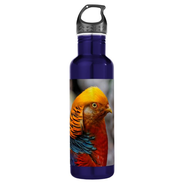 Profile of a Red Golden Pheasant 710 Ml Water Bottle (Front)