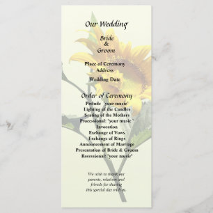 Profile of a Sunflower Wedding Program Programme
