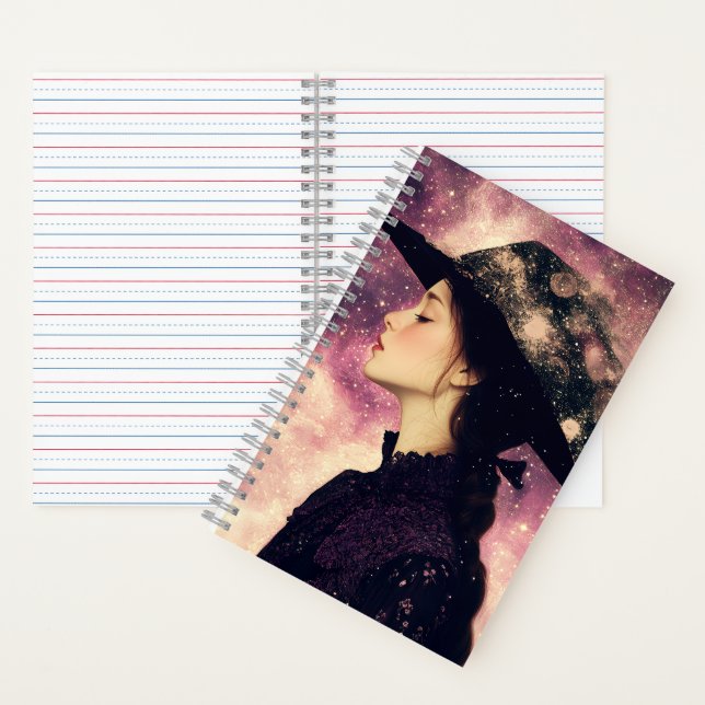Profile of a Woman in a Black Hat- Celestial Muse Notebook (Inside)