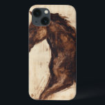 Profile of Brown Wild Horse iPhone 13 Case<br><div class="desc">The beauty of this dark horse is perfectly captured by two simple colours: brown and beige and the sharpness of the ink used in this painting makes it even more realistic. This contemporary fine art print representing a profile of a brown stallion will add character to any living room, dining...</div>