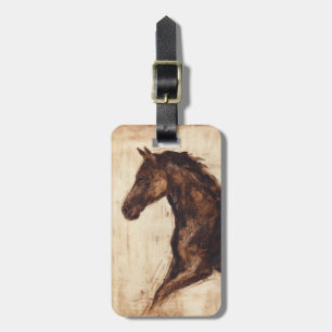 Profile of Brown Wild Horse Luggage Tag