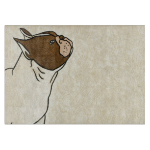 Profile of French Bulldog Looking Up Cutting Board