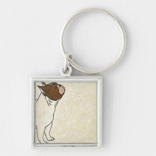 Profile of French Bulldog Looking Up Key Ring