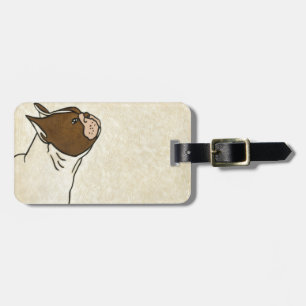 Profile of French Bulldog Looking Up Luggage Tag