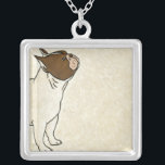 Profile of French Bulldog Looking Up Silver Plated Necklace<br><div class="desc">Chariklia Zarris knows how to capture the best emotion in each of her drawings. It is no exception in this simple and contemporary drawing of a French bulldog.  Get this cool dog-themed image on your Zazzle product today.</div>