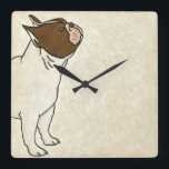Profile of French Bulldog Looking Up Square Wall Clock<br><div class="desc">Chariklia Zarris knows how to capture the best emotion in each of her drawings. It is no exception in this simple and contemporary drawing of a French bulldog.  Get this cool dog-themed image on your Zazzle product today.</div>