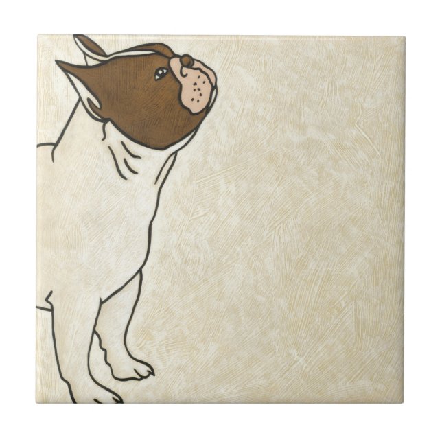 Profile of French Bulldog Looking Up Tile (Front)