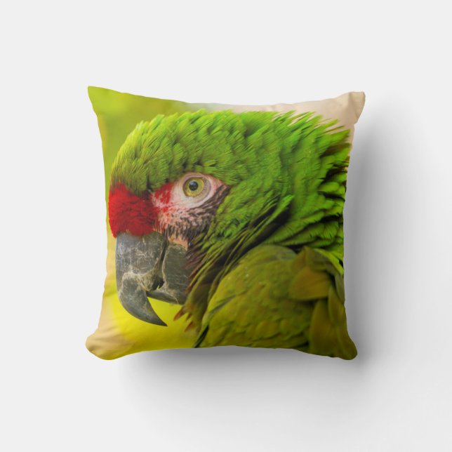 Profile of macaw at Santa Barbara Zoo Cushion (Front)