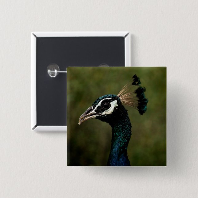 Profile of Peacock  15 Cm Square Badge (Front & Back)