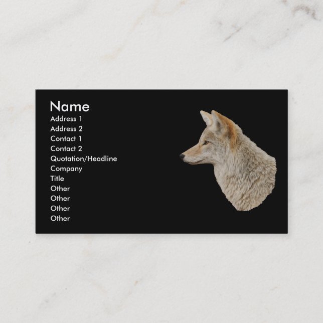 profile or business card, coyote business card (Front)