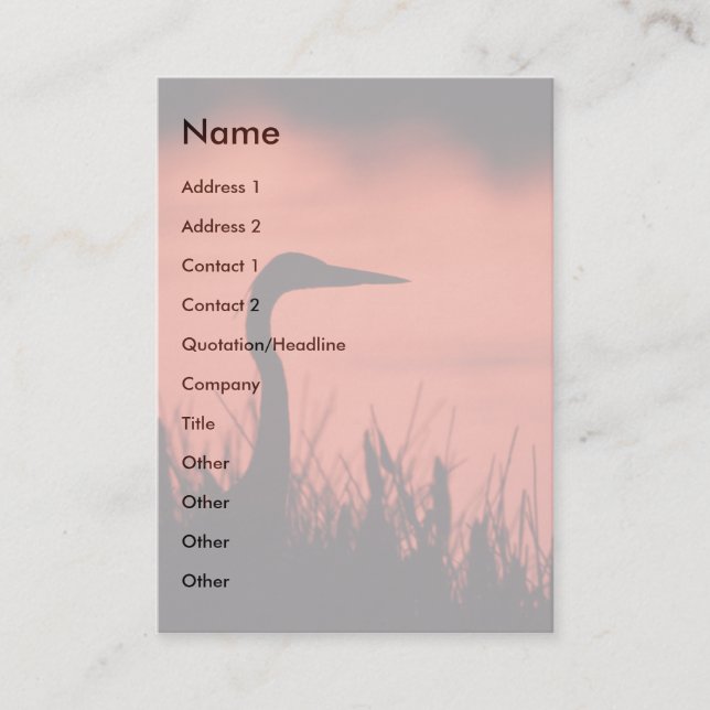 profile or business card, heron card (Front)