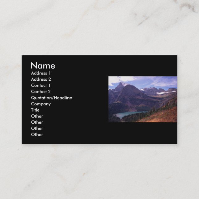 profile or business card, Landscape Card (Front)