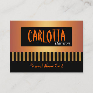 Profile Personal Name Card Coffee Gold Stripe