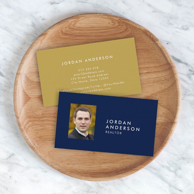 Profile Photo Simple Minimalist Editable Colour Business Card (Creator Uploaded)