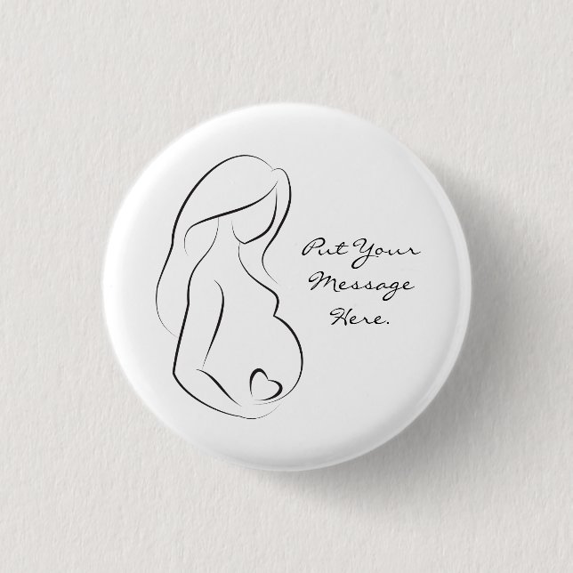 Profile Pregnant Woman Belly Heart 3 Cm Round Badge (Front)