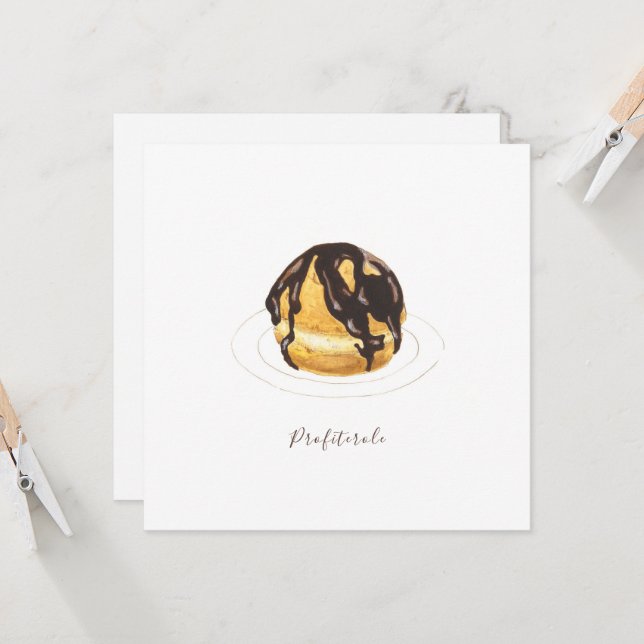 Profiterole watercolor card (Front/Back In Situ)