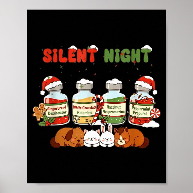 Profol Silent Night Funny Vet Tech Christmas  Poster (Front)